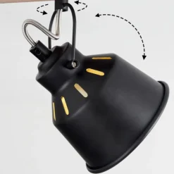 Lampes Dorées-hofstein Plafonnier Safari Chrome, Bois foncé, Noir, 2 lumières