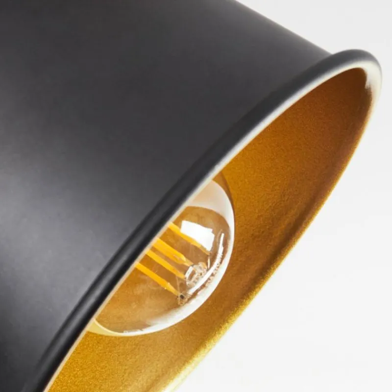 Lampes Dorées-hofstein Plafonnier Safari Chrome, Bois clair, Noir, 3 lumières