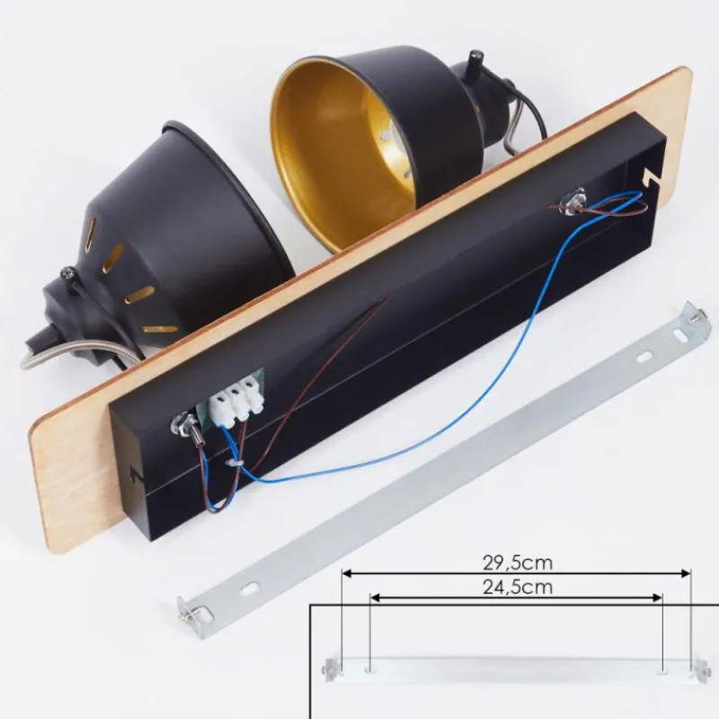 Lampes Dorées-hofstein Plafonnier Safari Chrome, Écru, Noir, 2 lumières