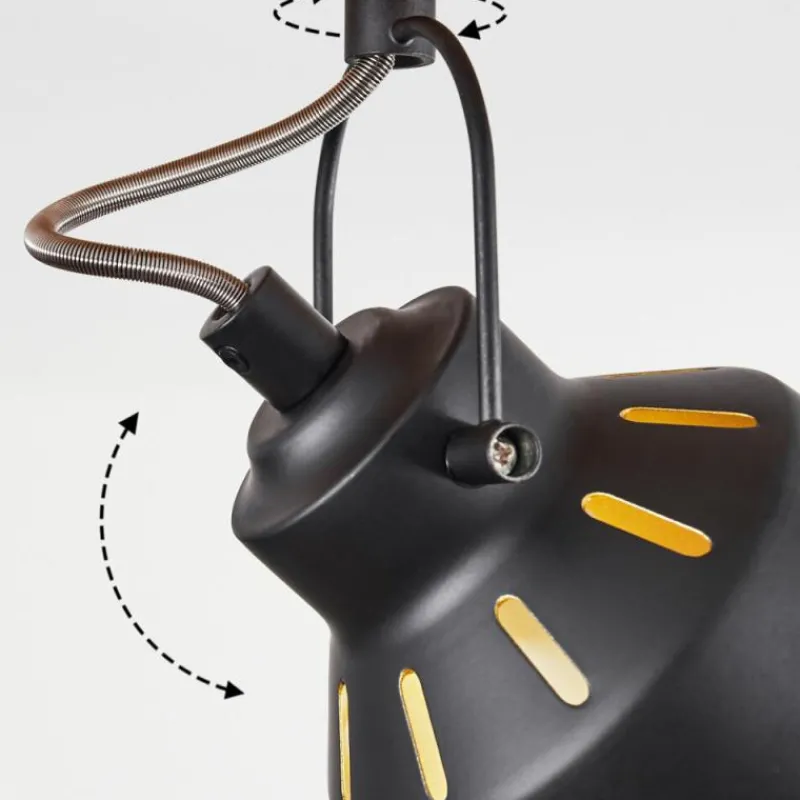 Lampes Dorées-hofstein Plafonnier Safari Chrome, Écru, Noir, 4 lumières