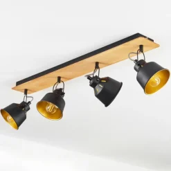 Lampes Dorées-hofstein Plafonnier Safari Chrome, Écru, Noir, 4 lumières