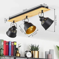 Lampes Dorées-hofstein Plafonnier Safari Chrome, Écru, Noir, 3 lumières