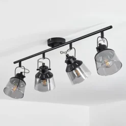 Suspension Verre Fumé-hofstein Plafonnier Safari Noir, 4 lumières