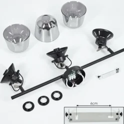 Suspension Verre Fumé-hofstein Plafonnier Safari Noir, 3 lumières