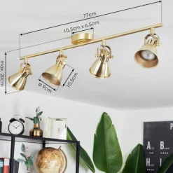 hofstein Plafonnier Salinas LED Laiton, 4 lumières