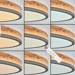 Luminaires Scandinaves-hofstein Plafonnier Salmi LED Anthracite, Brun, Couleur bois, Noir, 1 lumière, Télécommandes