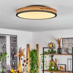 Luminaires Scandinaves-hofstein Plafonnier Salmi LED Anthracite, Brun, Couleur bois, Noir, 1 lumière, Télécommandes