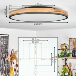 Luminaires Scandinaves-hofstein Plafonnier Salmi LED Anthracite, Brun, Couleur bois, Noir, 1 lumière, Télécommandes