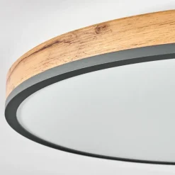 Luminaires Scandinaves-hofstein Plafonnier Salmi LED Anthracite, Brun, Couleur bois, Noir, 1 lumière, Télécommandes