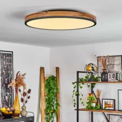 Luminaires Scandinaves-hofstein Plafonnier Salmi LED Anthracite, Brun, Couleur bois, Noir, 1 lumière, Télécommandes