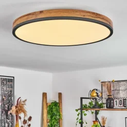 Luminaires Scandinaves-hofstein Plafonnier Salmi LED Anthracite, Brun, Couleur bois, Noir, 1 lumière, Télécommandes