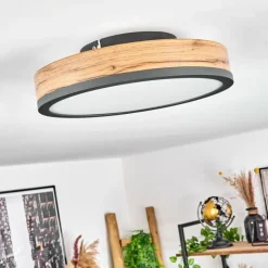 Luminaires Scandinaves-hofstein Plafonnier Salmi LED Anthracite, Brun, Couleur bois, 1 lumière