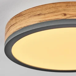 Luminaires Scandinaves-hofstein Plafonnier Salmi LED Anthracite, Brun, Couleur bois, 1 lumière