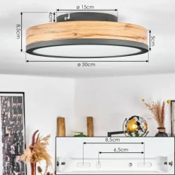 Luminaires Scandinaves-hofstein Plafonnier Salmi LED Anthracite, Brun, Couleur bois, 1 lumière