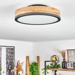 Luminaires Scandinaves-hofstein Plafonnier Salmi LED Anthracite, Brun, Couleur bois, 1 lumière