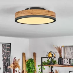 Luminaires Scandinaves-hofstein Plafonnier Salmi LED Anthracite, Brun, Couleur bois, 1 lumière