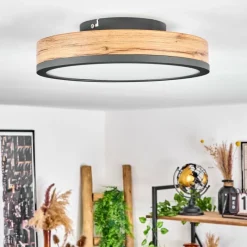 Luminaires Scandinaves-hofstein Plafonnier Salmi LED Anthracite, Brun, Couleur bois, 1 lumière