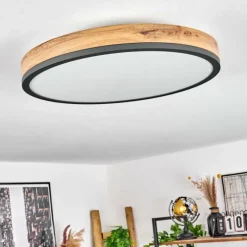 Luminaires Scandinaves-hofstein Plafonnier Salmi LED Anthracite, Brun, Couleur bois, 1 lumière