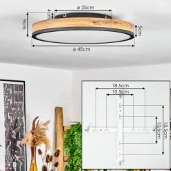 Luminaires Scandinaves-hofstein Plafonnier Salmi LED Anthracite, Brun, Couleur bois, 1 lumière