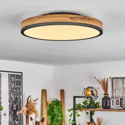 Luminaires Scandinaves-hofstein Plafonnier Salmi LED Anthracite, Brun, Couleur bois, 1 lumière