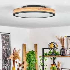 Luminaires Scandinaves-hofstein Plafonnier Salmi LED Anthracite, Brun, Couleur bois, 1 lumière