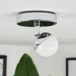hofstein Plafonnier Sanchequias LED Chrome, 1 lumière, Télécommandes, Changeur de couleurs