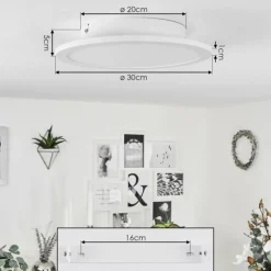 hofstein Plafonnier Sani LED Blanc, 1 lumière, Télécommandes, Changeur de couleurs