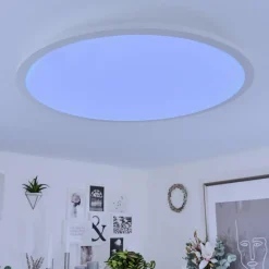 hofstein Plafonnier Sani LED Blanc, 1 lumière, Télécommandes, Changeur de couleurs