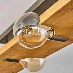 Lampes Industrielles-hofstein Plafonnier Santorum Argent Oxydé, Écru, 4 lumières