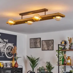 Lampes Industrielles-hofstein Plafonnier Santorum Argent Oxydé, Écru, 4 lumières