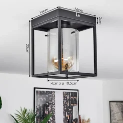 Suspension Verre Fumé-hofstein Plafonnier Sarniguet Noir, 1 lumière