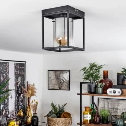 Suspension Verre Fumé-hofstein Plafonnier Sarniguet Noir, 1 lumière