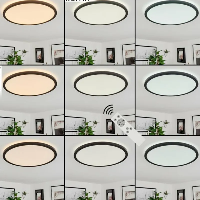 hofstein Plafonnier Sasinhosa LED Noir, 1 lumière, Télécommandes