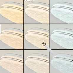 hofstein Plafonnier Savardeix LED Chrome, Blanc, 1 lumière, Télécommandes, Changeur de couleurs