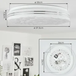 hofstein Plafonnier Savardeix LED Chrome, Blanc, 1 lumière, Télécommandes, Changeur de couleurs