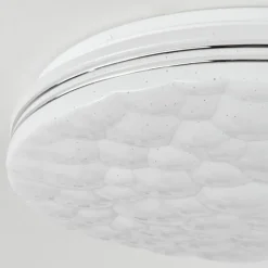 hofstein Plafonnier Savardeix LED Chrome, Blanc, 1 lumière, Télécommandes, Changeur de couleurs