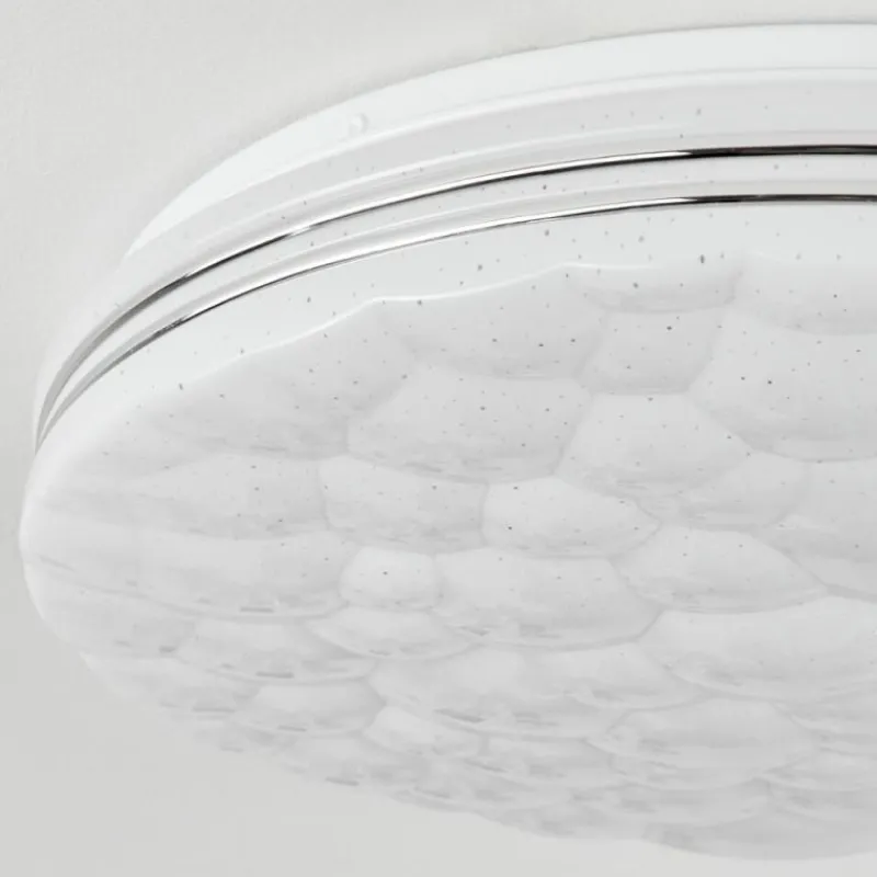 hofstein Plafonnier Savardeix LED Chrome, Blanc, 1 lumière, Télécommandes, Changeur de couleurs