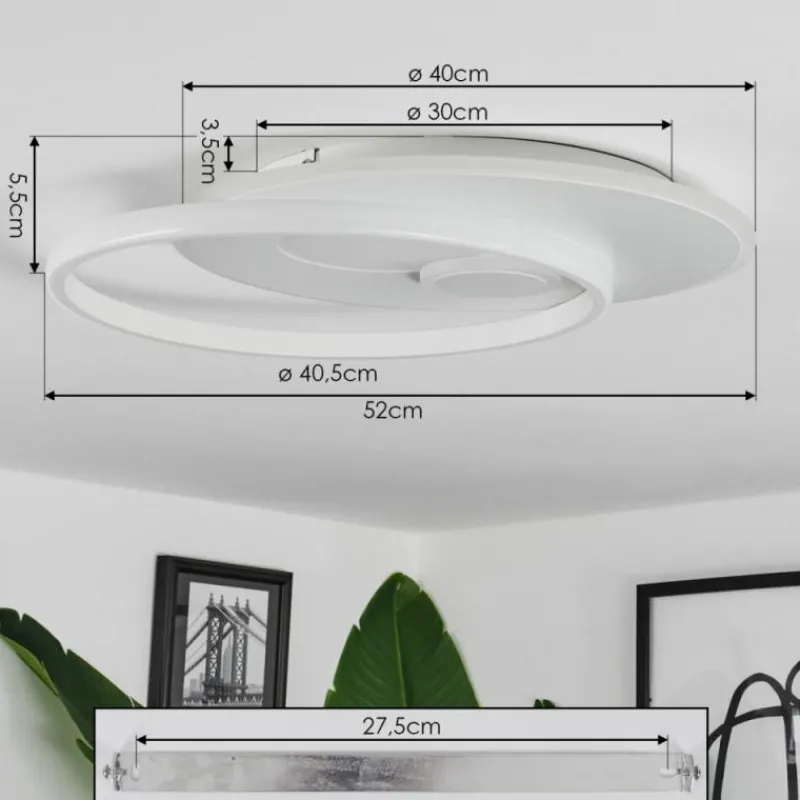 hofstein Plafonnier Selim LED Blanc, 1 lumière, Télécommandes