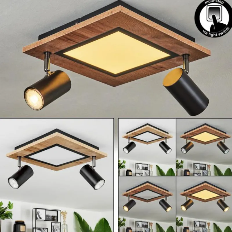 Luminaires Scandinaves-hofstein Plafonnier Sequeira Brun, Chrome, Noir, Blanc, 2 lumières