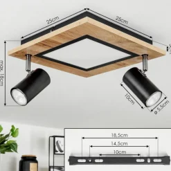 Luminaires Scandinaves-hofstein Plafonnier Sequeira Brun, Chrome, Noir, Blanc, 2 lumières