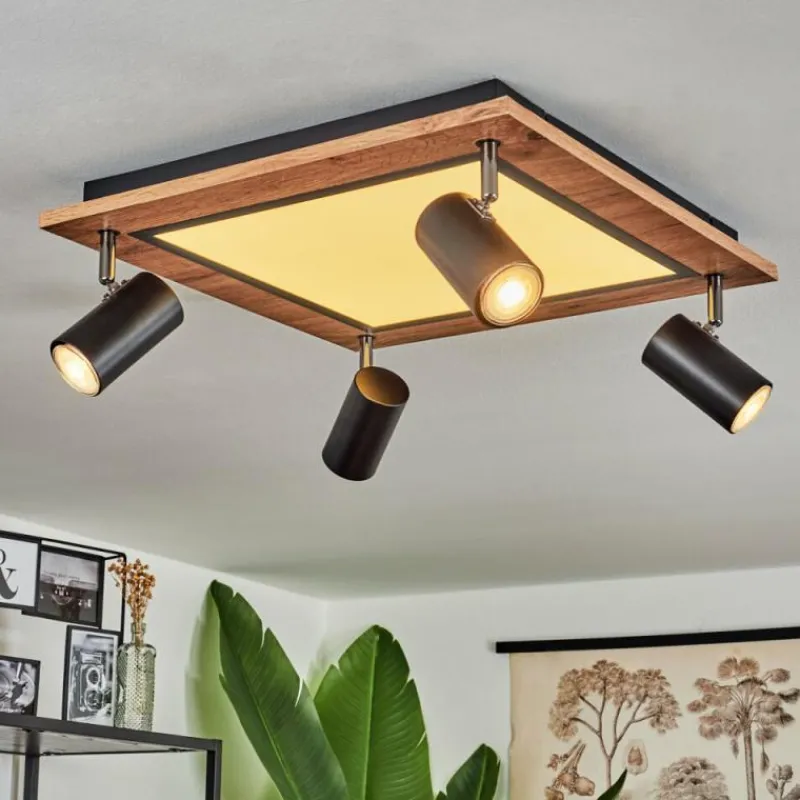 Luminaires Scandinaves-hofstein Plafonnier Sequeira Brun, Chrome, Noir, Blanc, 4 lumières