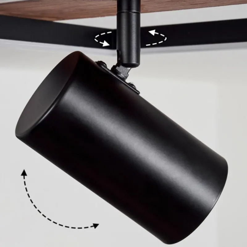 hofstein Plafonnier Sequeira LED Bois clair, Couleur bois, Noir, 2 lumières