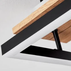 hofstein Plafonnier Sequeira LED Bois clair, Couleur bois, Noir, 3 lumières