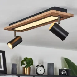 hofstein Plafonnier Sequeira LED Couleur bois, Noir, Blanc, 3 lumières