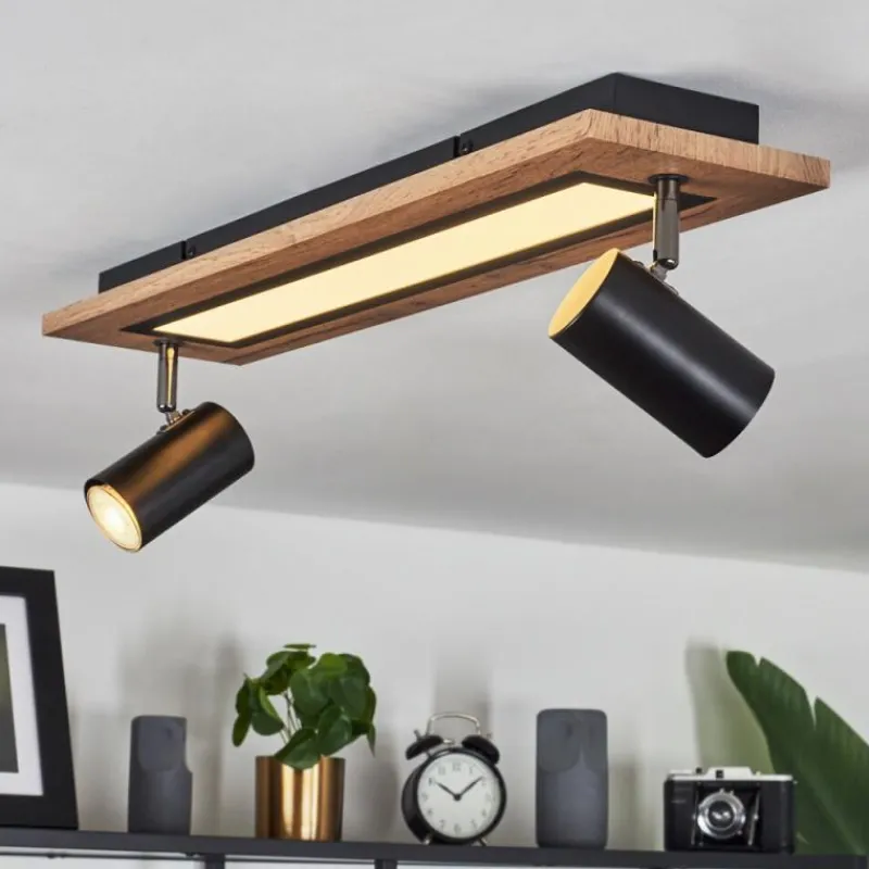 hofstein Plafonnier Sequeira LED Couleur bois, Noir, Blanc, 3 lumières