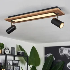 hofstein Plafonnier Sequeira LED Couleur bois, Noir, Blanc, 3 lumières