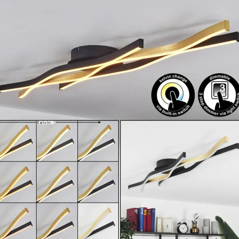 Lampes Dorées-hofstein Plafonnier Serlande LED Or, Noir, 1 lumière