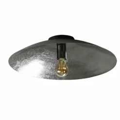 Lampes Industrielles-hofstein Plafonnier Shield Nickel mat, Noir, 1 lumière