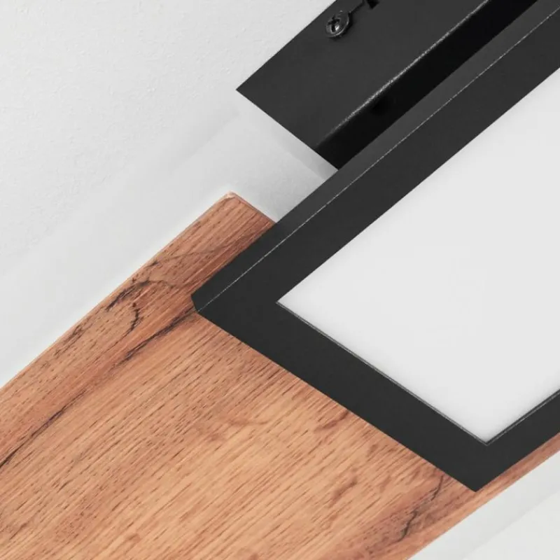 hofstein Plafonnier Sourbarie LED Brun, Couleur bois, Noir, 1 lumière