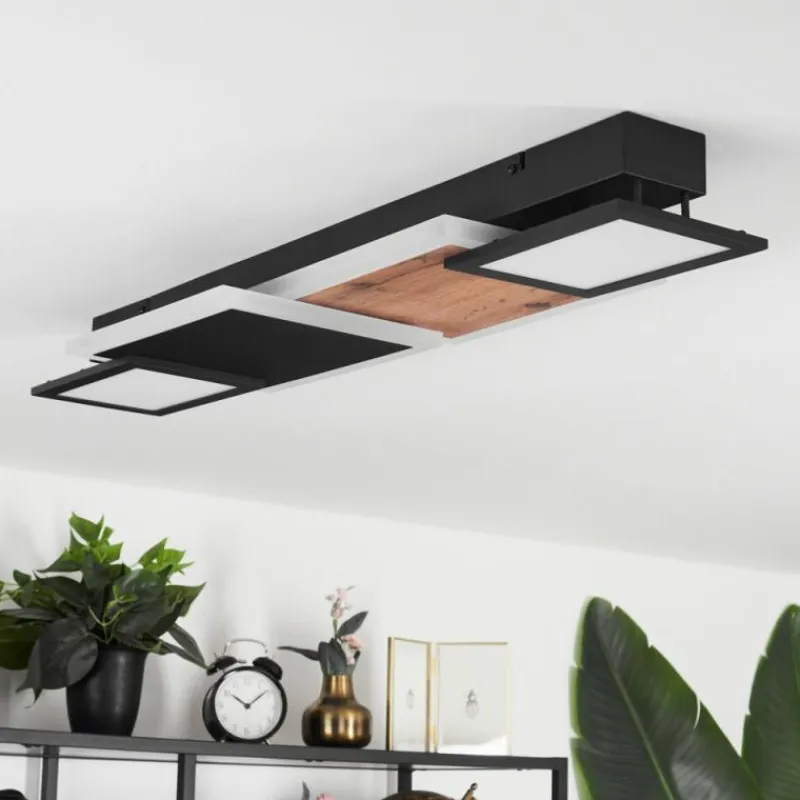 hofstein Plafonnier Sourbarie LED Brun, Couleur bois, Noir, 1 lumière